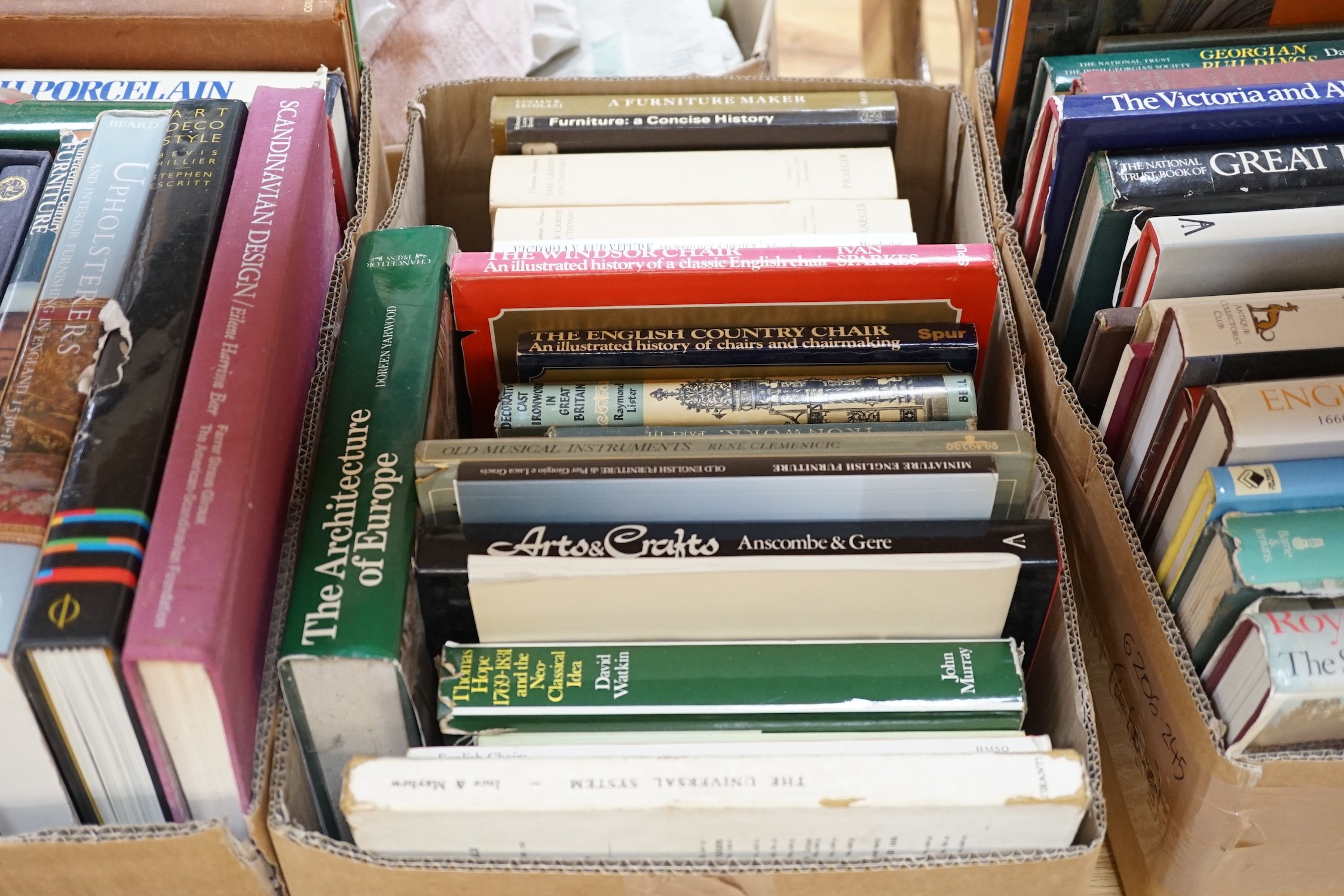 A large quantity of reference books on mainly furniture and interiors, to include Brackett, Olivier - Catalogue of the Jones Collection Part I, Victoria and Albert Museum, 1930; Wills, Geoffrey - English Furniture 1550-1